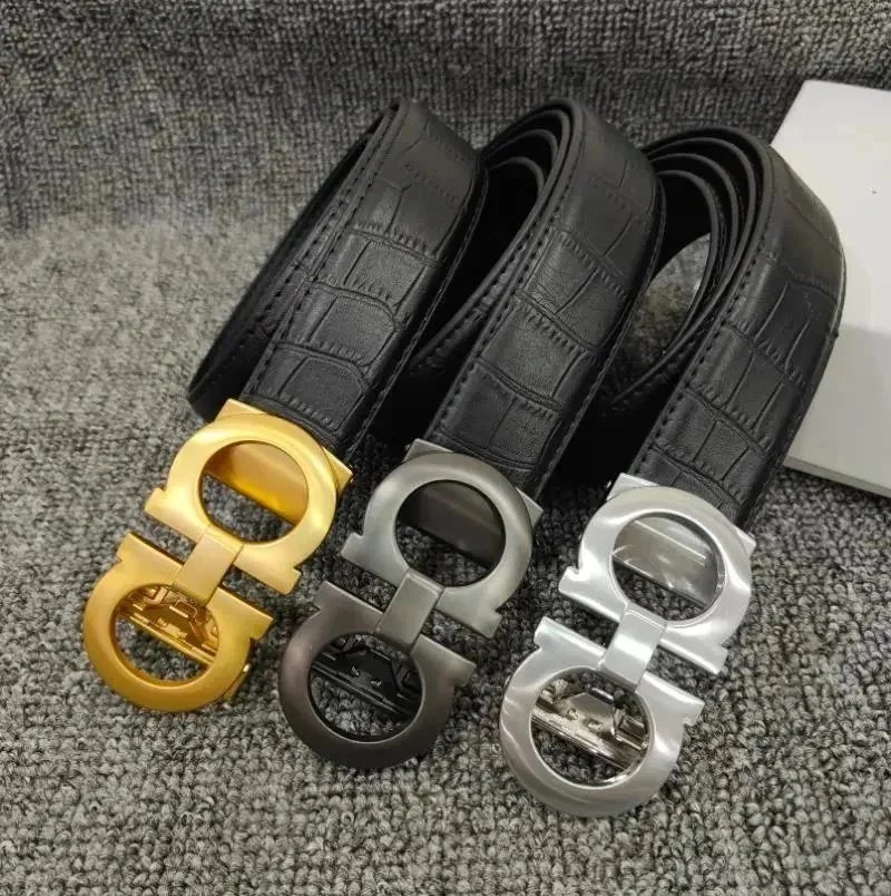 Dior Men's Leather Belt with Crocodile Pattern and Metal Buckle